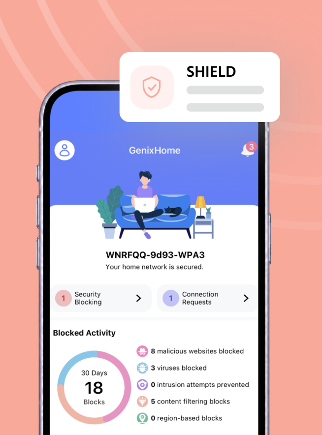 GenixHome app — Shield screen
